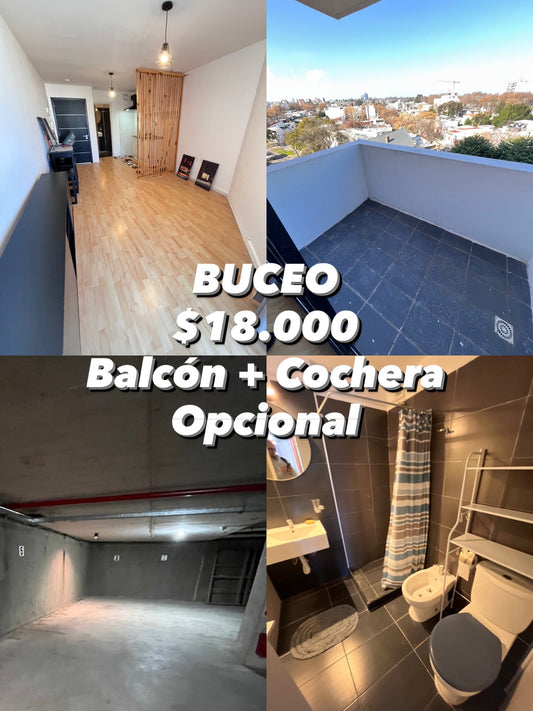 BUCEO Monoambiente Balcón Cochera opcional a 1 cuadra de Rivera y Luis Alberto de Herrera